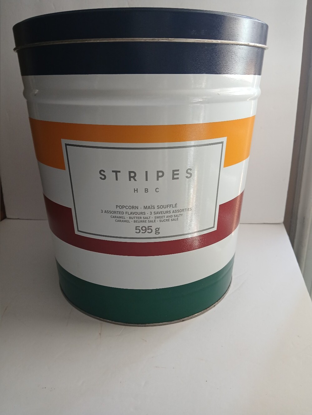 HBC Stripes Large Tin Container with Striped Body